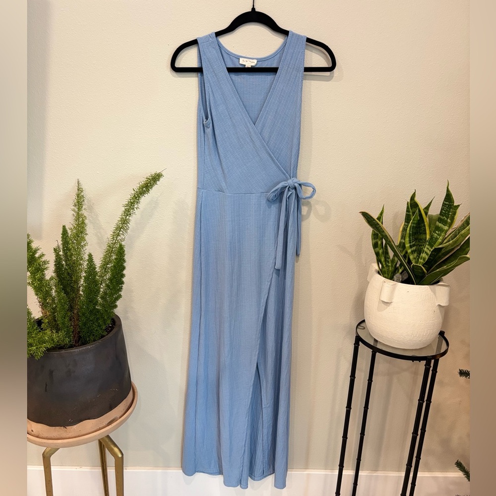 See You Monday | Light Blue Wrap Long Dress | Large